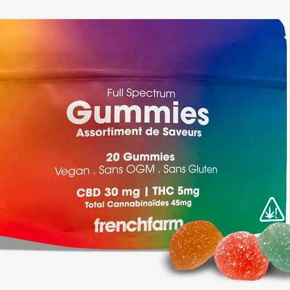 FrenchFarm 20 Gummies (30mg CBD + 5mg THC) Assortiment de saveurs