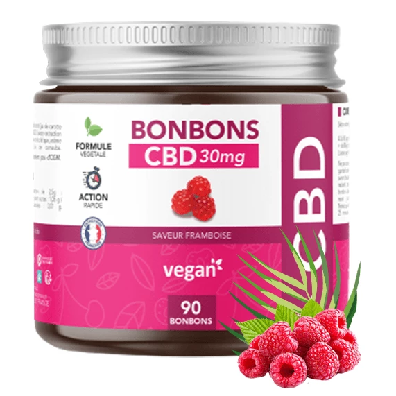Hexa3 90 Bonbons (30mg CBD) goût Framboise